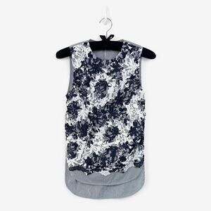 Thakoon Addition Lace Overlay Blouse Size 0 Striped Preppy Elegant Parisian Chic